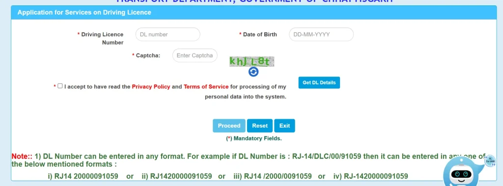 enter dl number